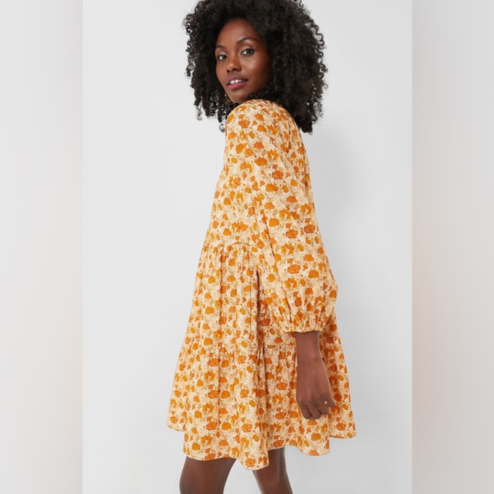 Hyacinth House Burnt Orange Floral Brynn Mini Dress Sz XL Cotton blend tnuck - Picture 11 of 16